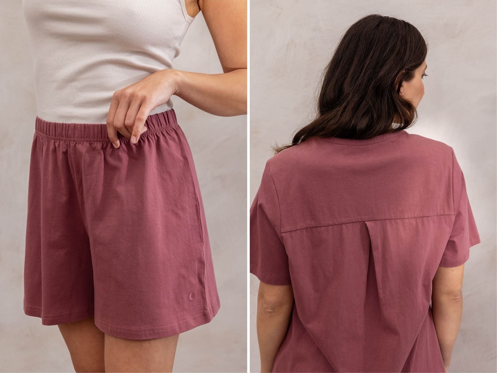 Pyjama-Short Damen Jersey Evening Rose