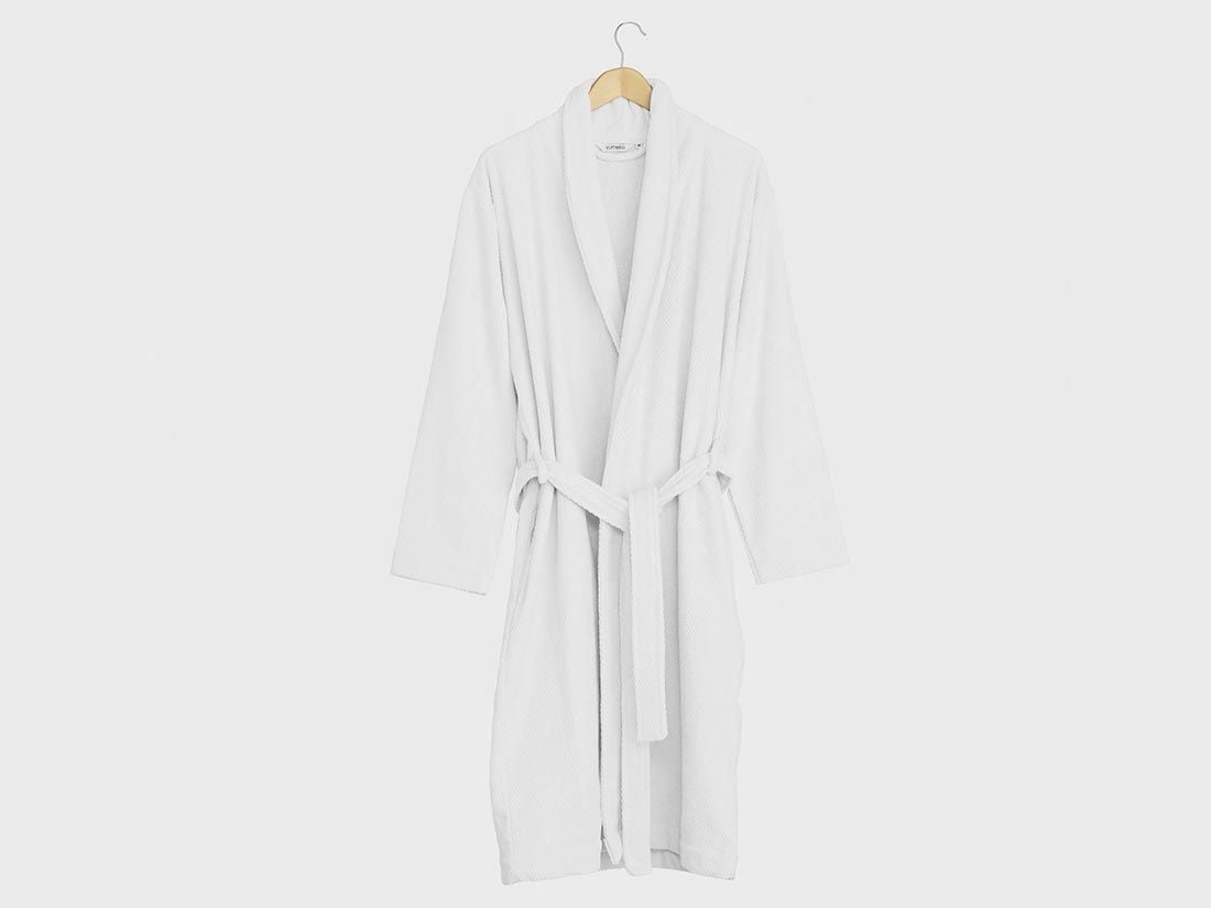 Bademantel Mini Dots Pure White L