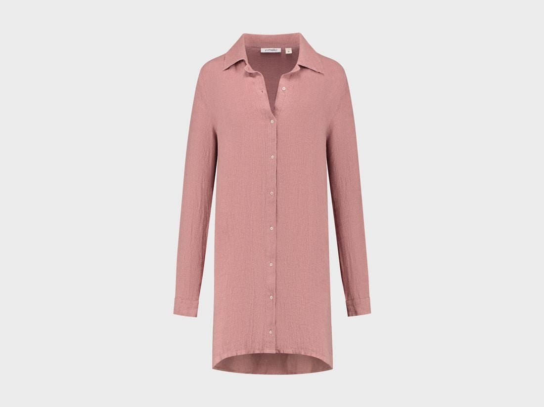 Blusenkleid Gewaschenes Leinen Waffel Blush Rose