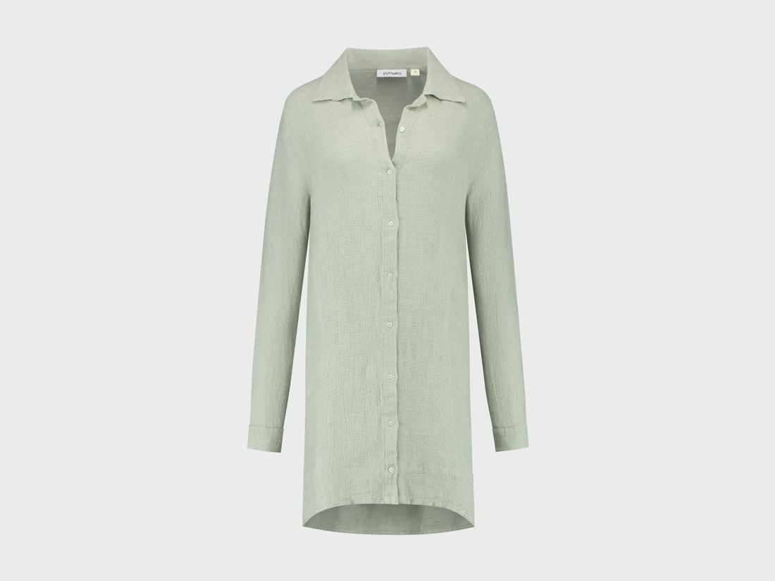 Blusenkleid Gewaschenes Leinen Waffel Misty Green M