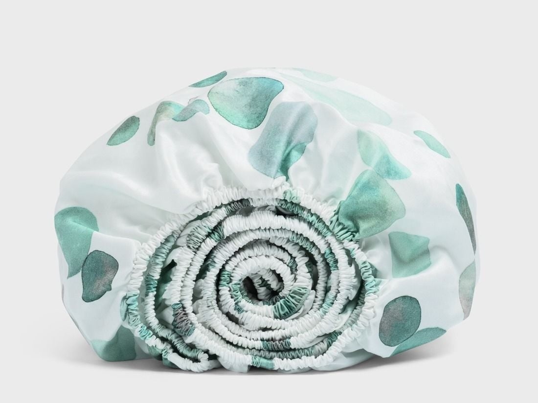 Kinderspannleintücher Baumwollsatin Watercolor Dots Sea Green