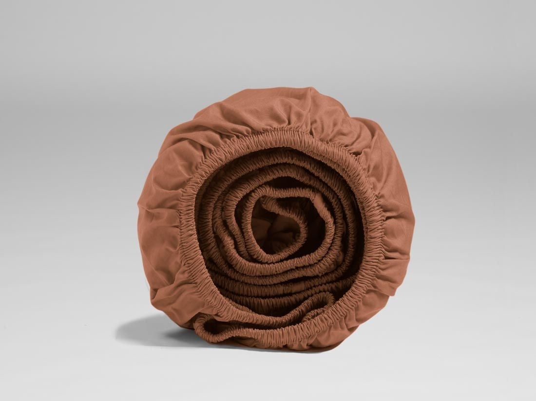Spannleintücher Perkal-Baumwolle Terracotta