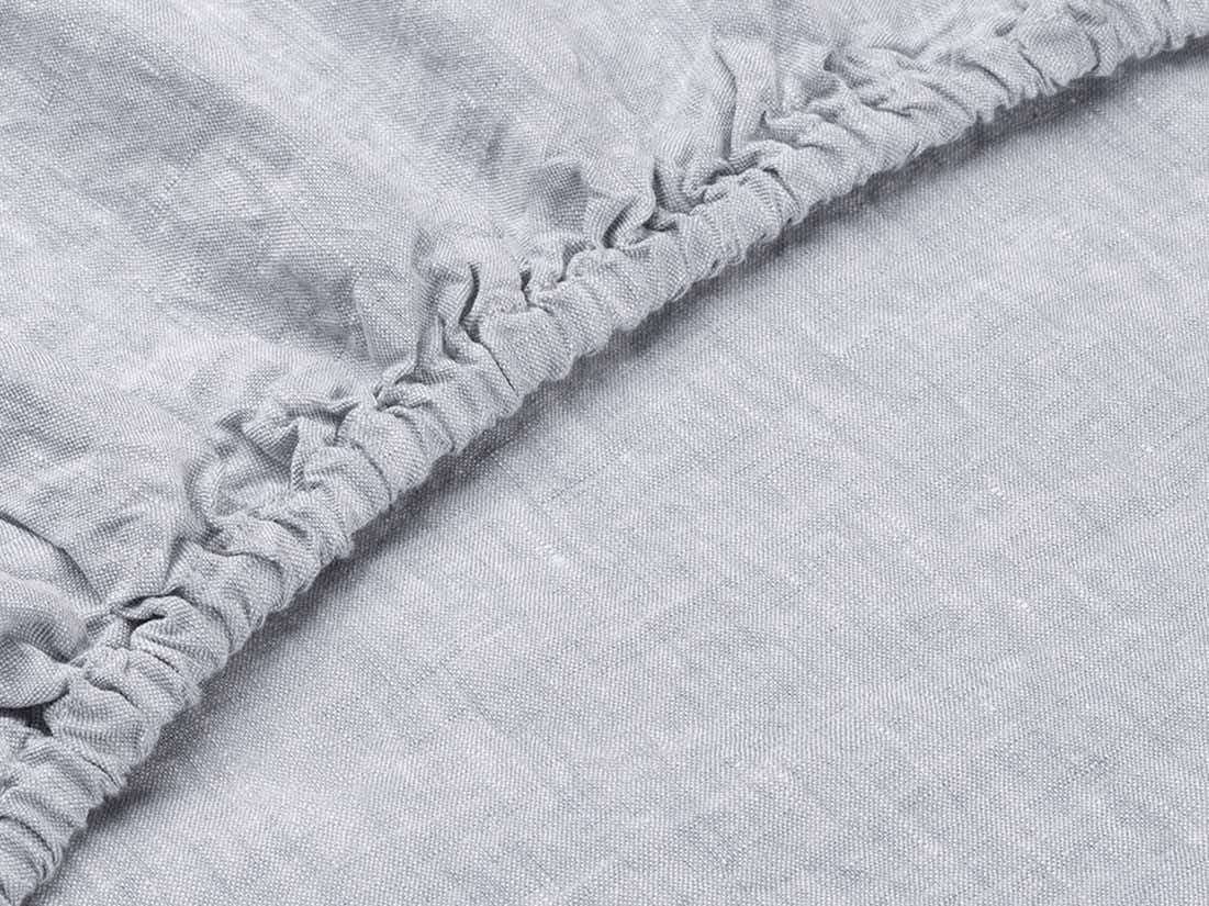 Spannleintücher Gewaschenes Leinen Blue Chambray