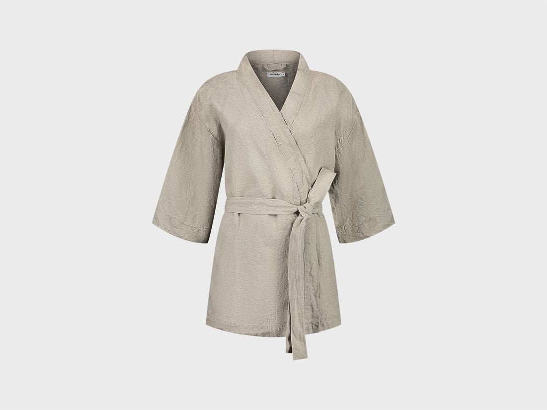 Kimono Jacke Gewaschenes Leinen Natural M