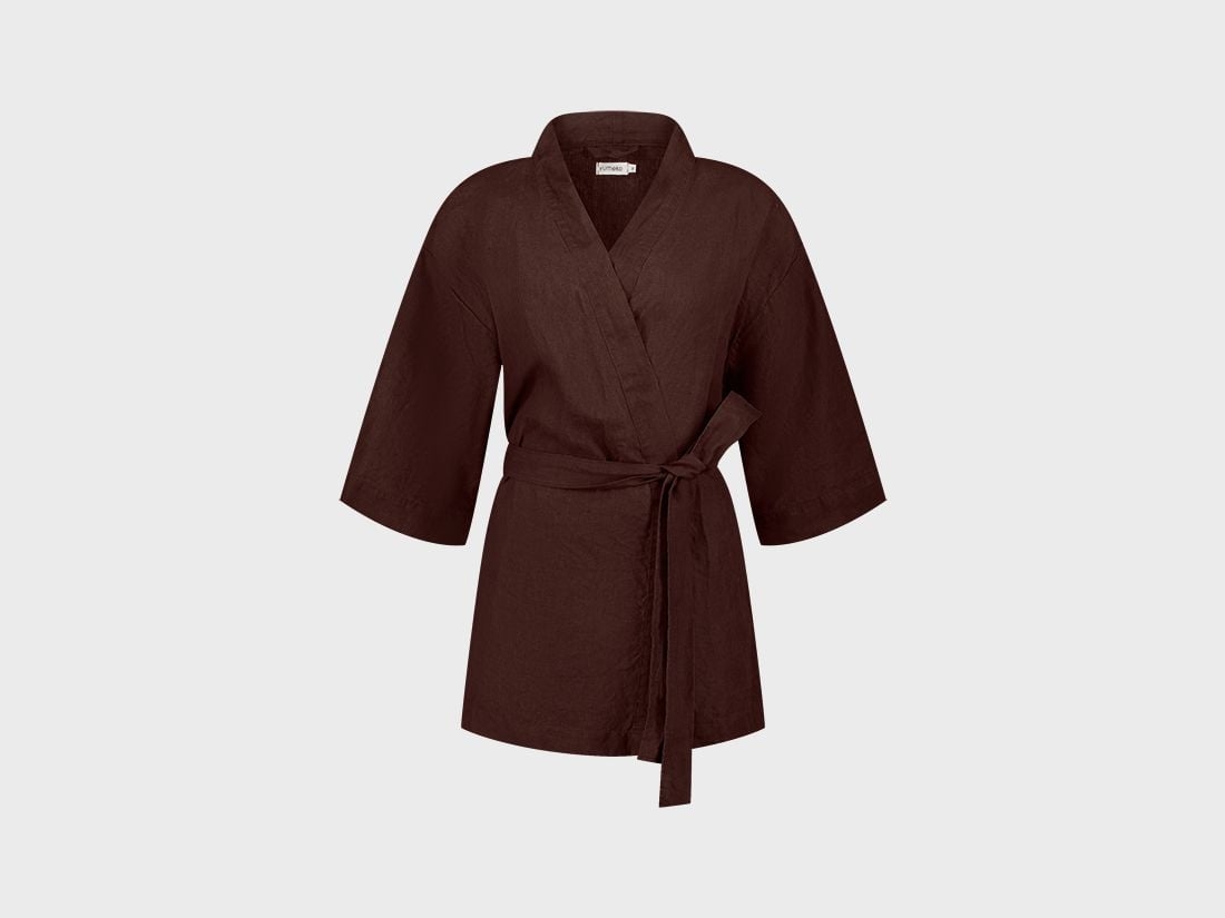 Kimono Jacke Gewaschenes Leinen Rosewood