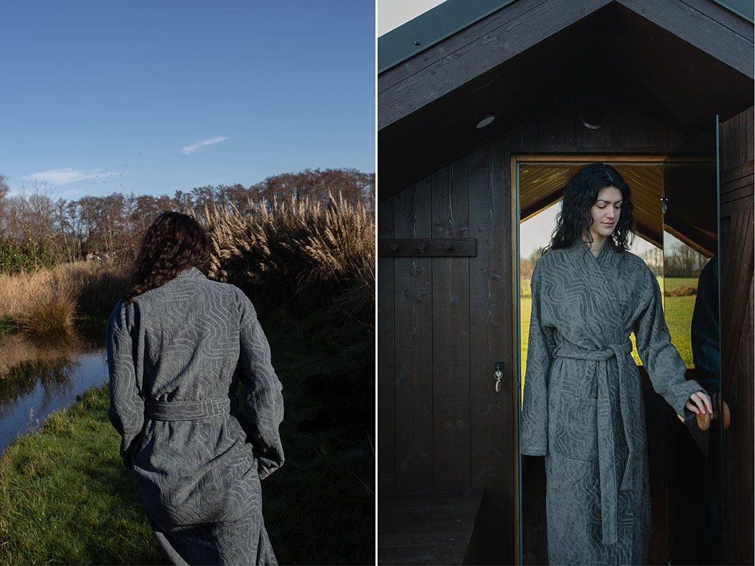 Bademantel Velours Pebble Blue