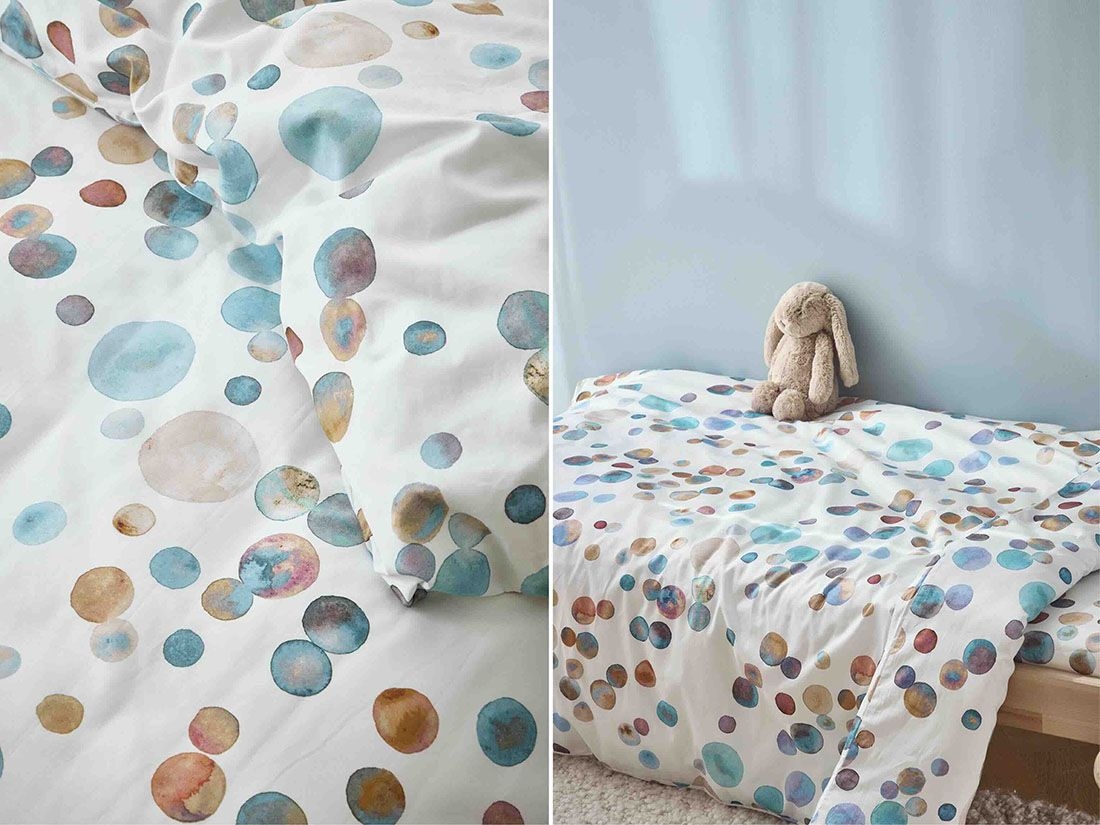 Kinderbettwäsche Baumwollsatin Watercolor Dots Multicolor