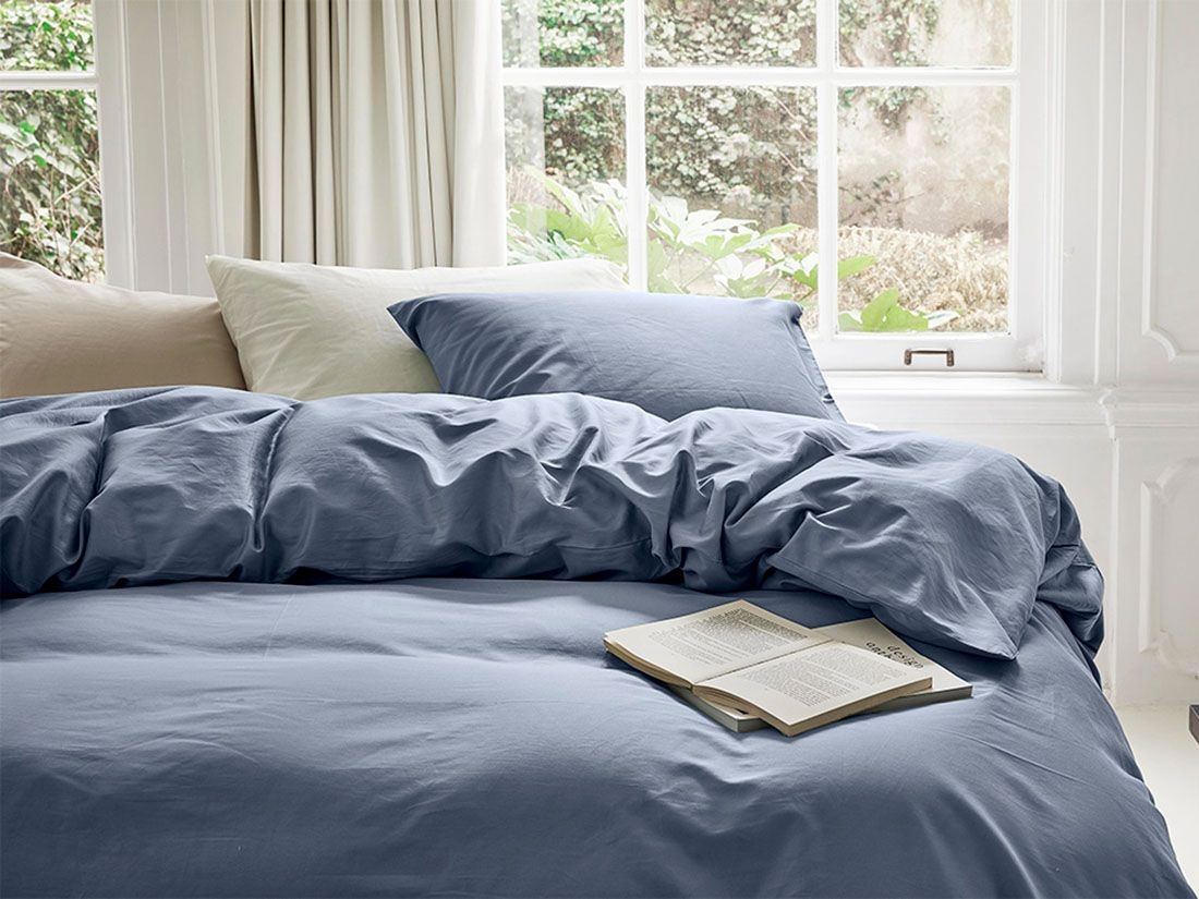 Satin-Bettwäsche Misty Blue