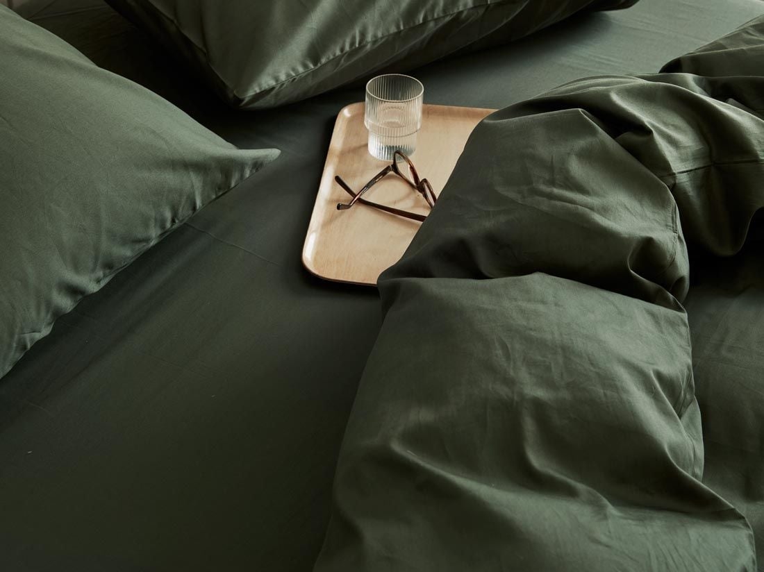Spannleintücher Baumwollsatin Dark Olive