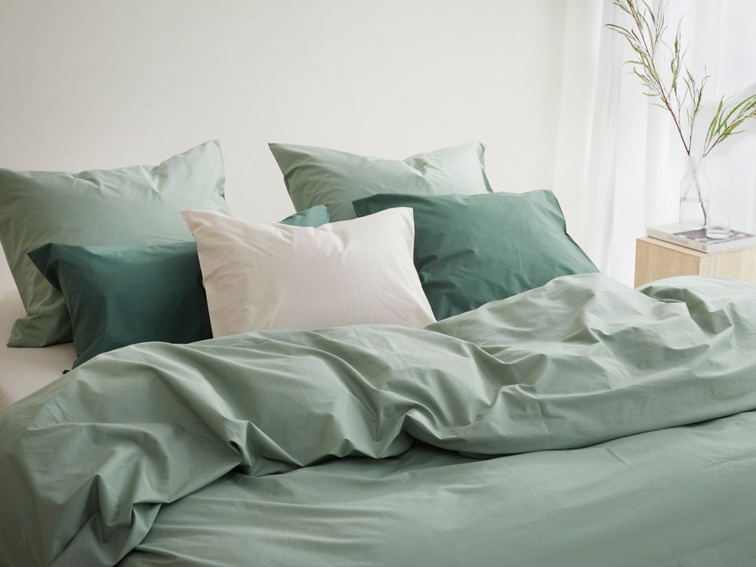 Kissenbezug Perkal-Baumwolle Jade Green