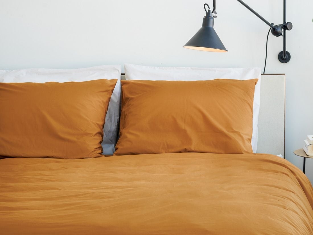 Kissenbezug Perkal-Baumwolle Ochre Yellow