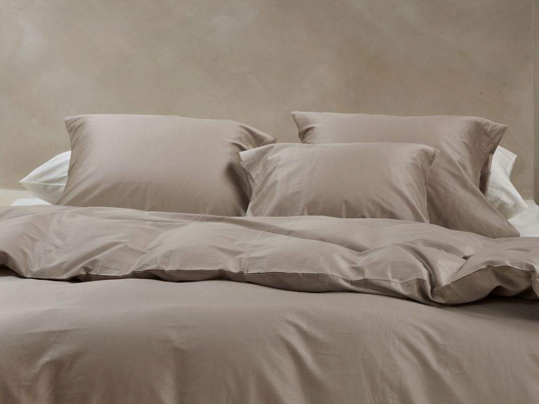 Kissenbezug Baumwollsatin Warm Taupe