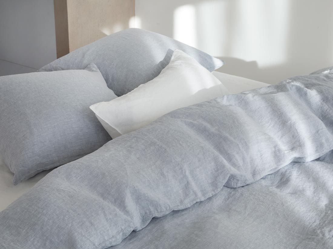 Kissenbezug Gewaschenes Leinen Blue Chambray