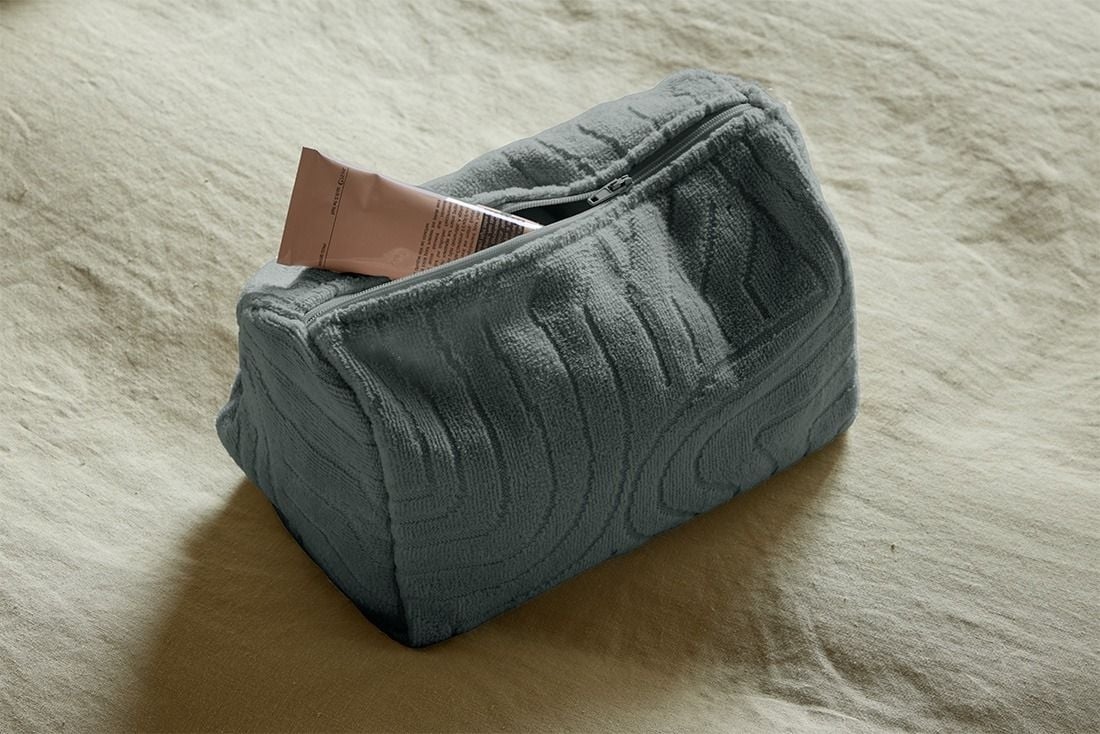 Kulturbeutel Velours Pebble Blue