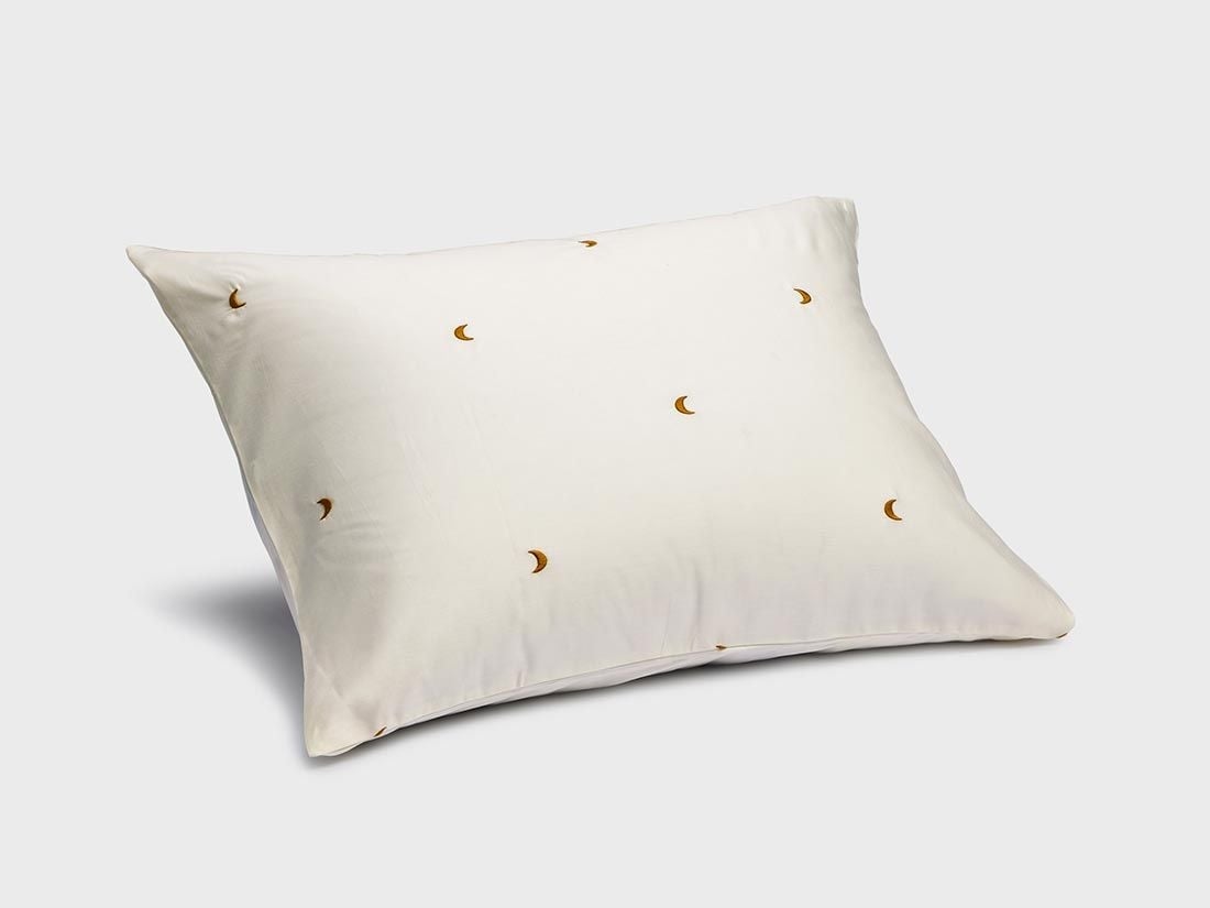 Kissenbezug Baumwollsatin Warm White/Ochre Moon