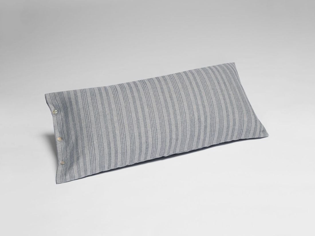 Kissenbezug Flanell Grey/Blue Stripe