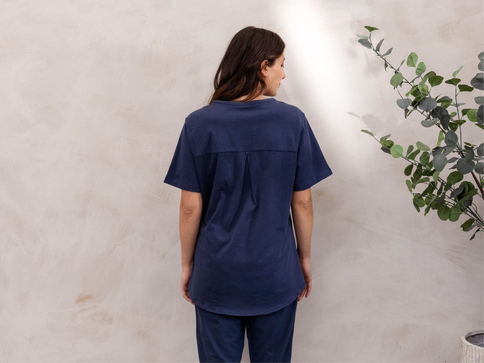 Pyjama-T-Shirt Damen Jersey Midnight Blue