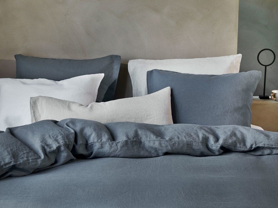 Kissenbezug Gewaschenes Leinen Earth Blue