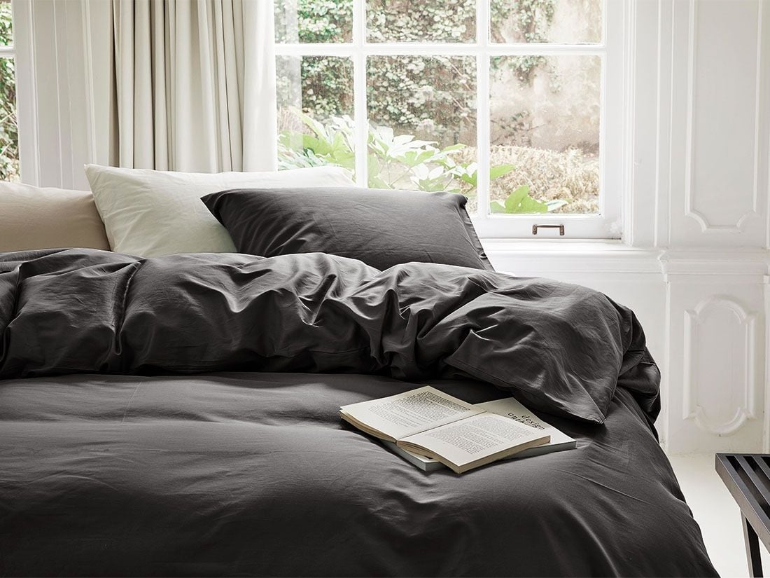 Satin-Bettwäsche Dark Anthracite