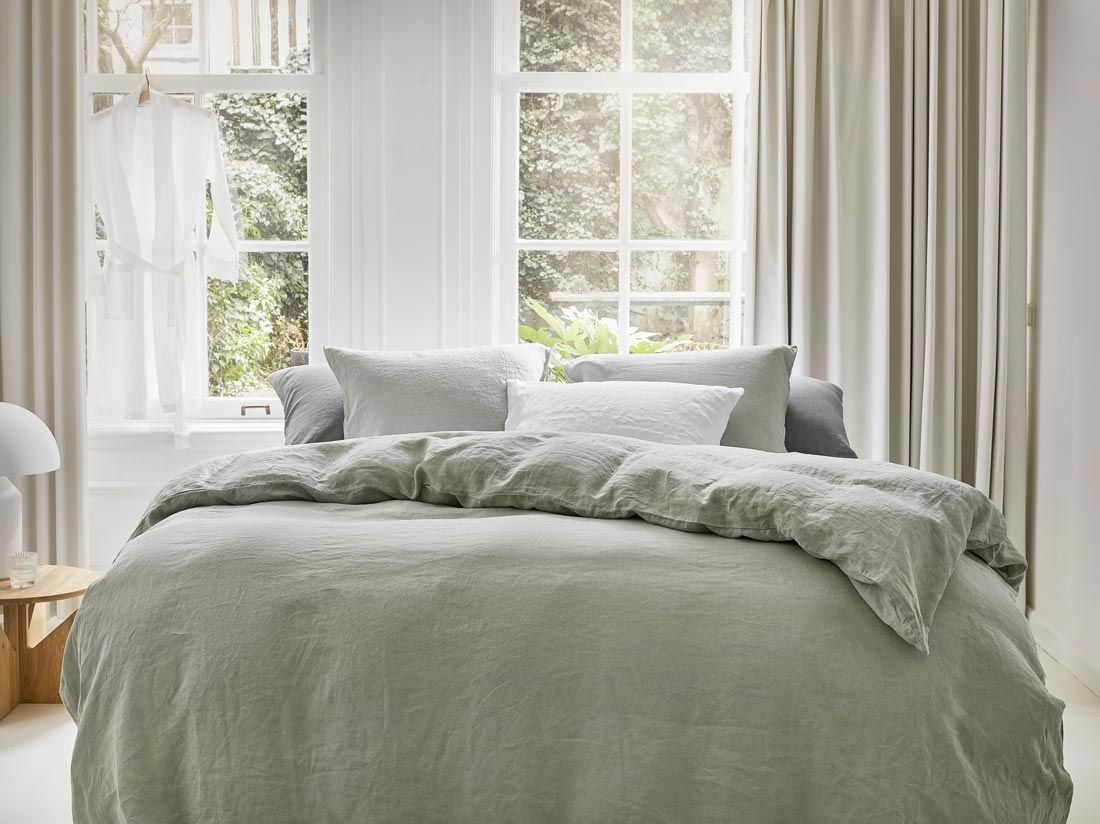 Bettwäscheset Gewaschenes Leinen Misty Green