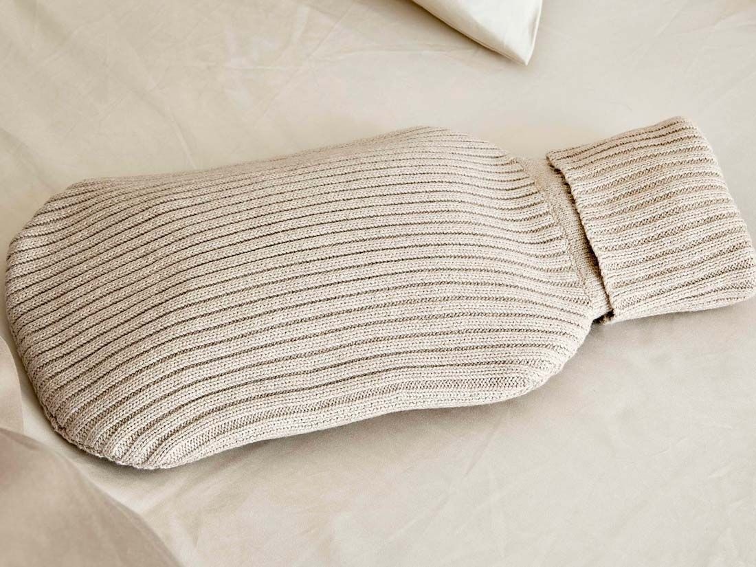 Wärmflaschenbezug Baumwolle Sand Melange 36x20